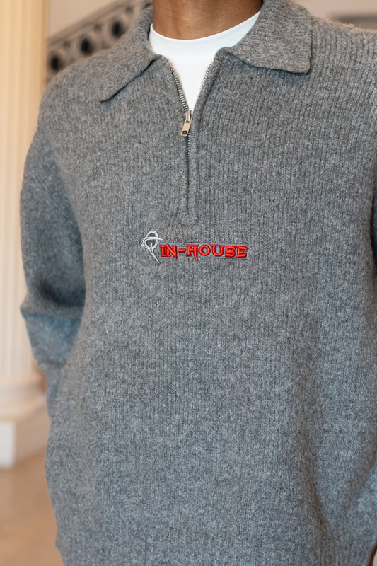 Grey Cashmere Quarter-Zip