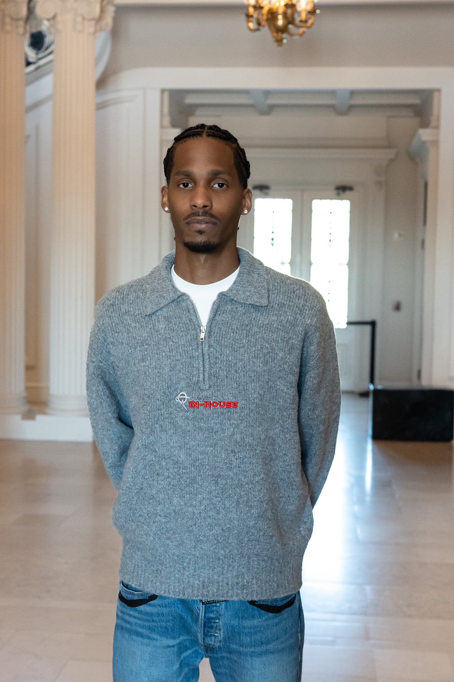 Grey Cashmere Quarter-Zip