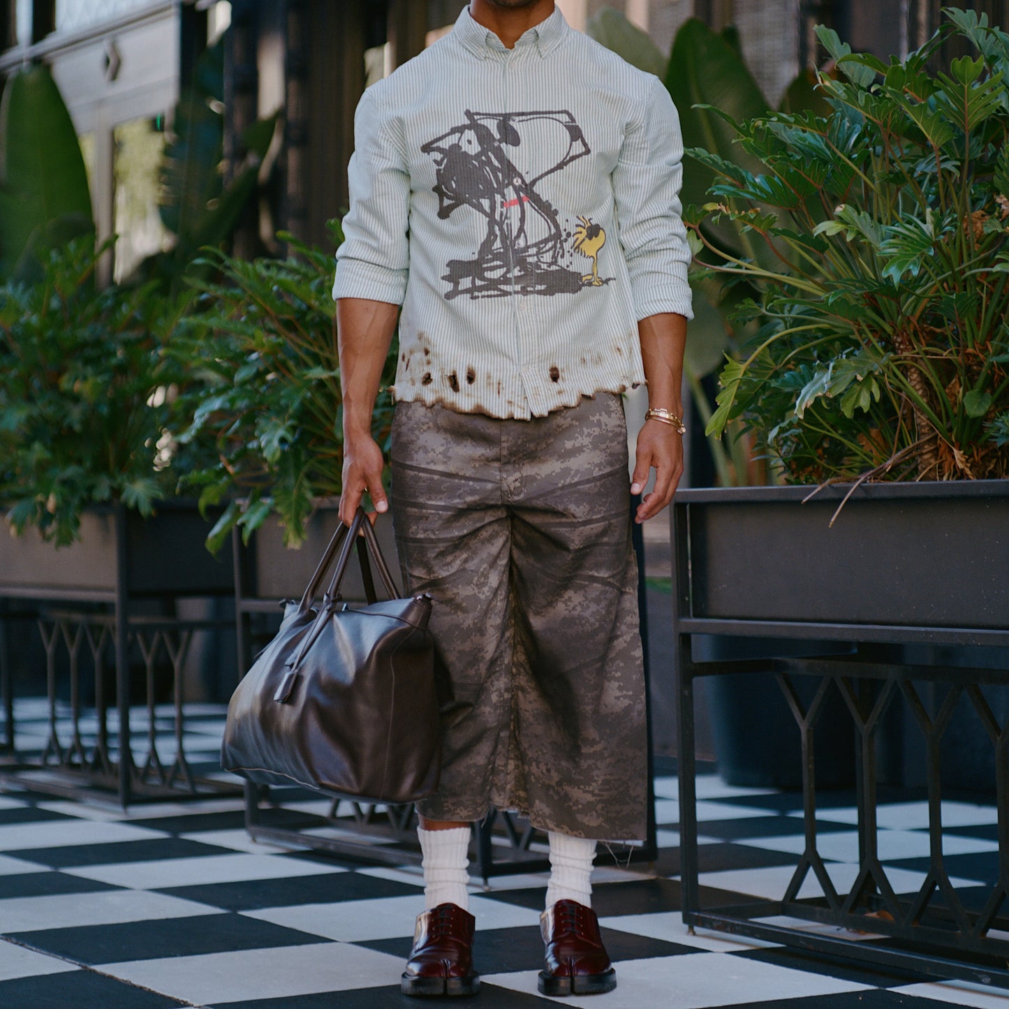 Green Striped Oxford Button-Up