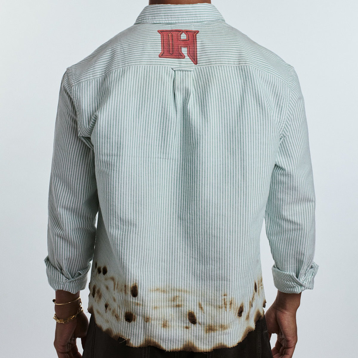 Green Striped Oxford Button-Up