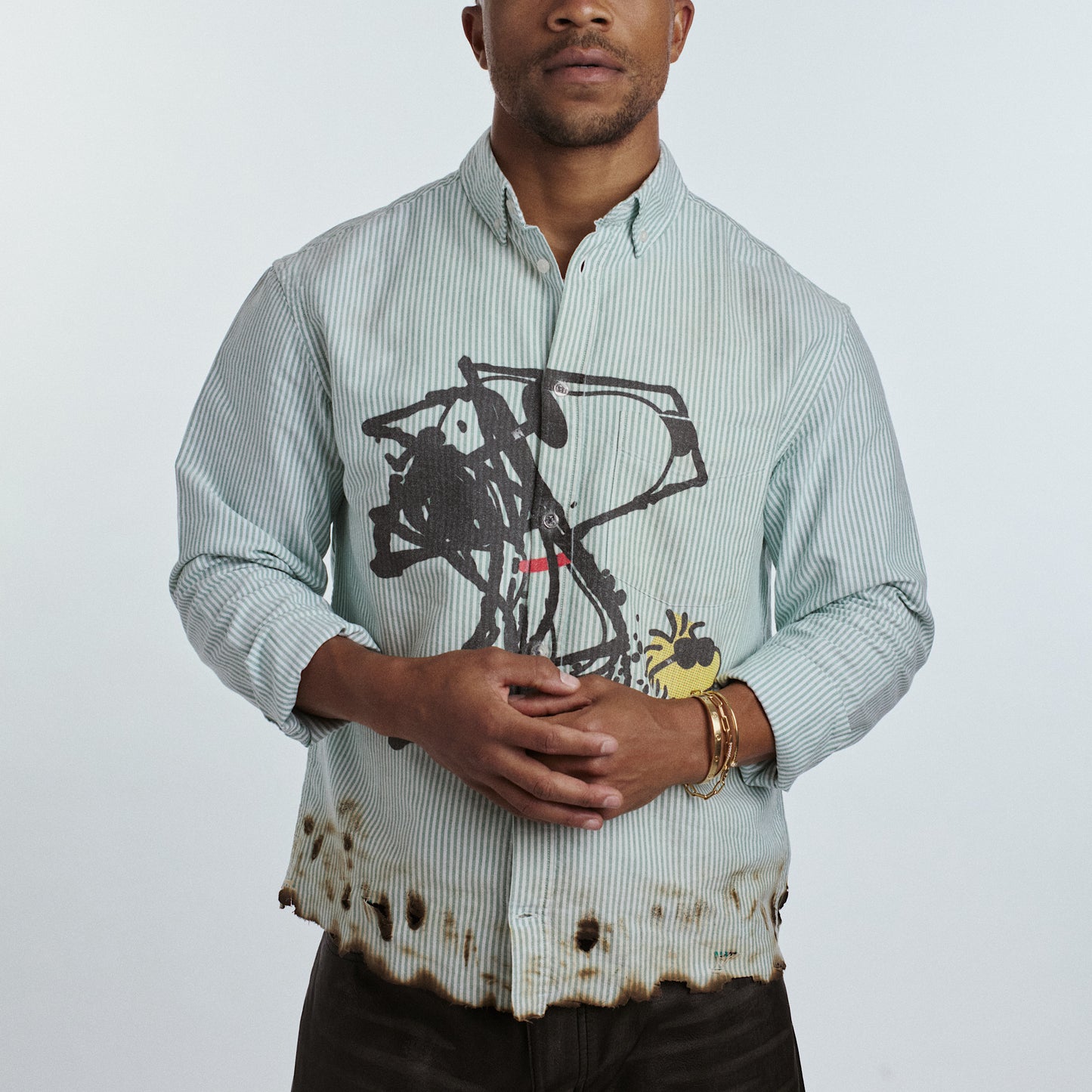Green Striped Oxford Button-Up