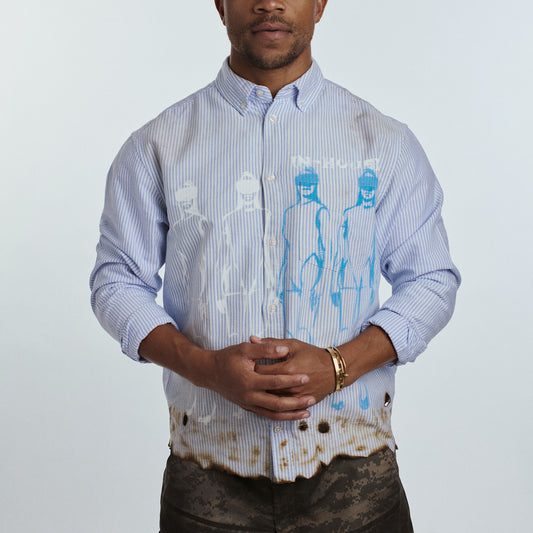 Blue Striped Oxford Button-Up